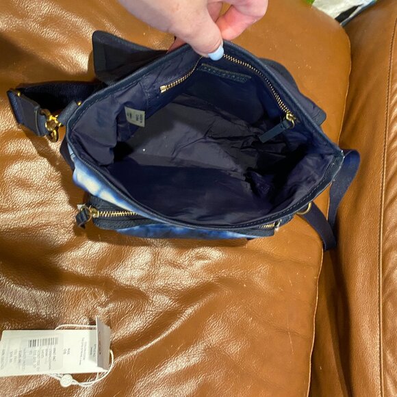 Tory Burch Nylon Tie-Dye Crossbody Bag Blue/White "Scout" - Picture 11 of 11